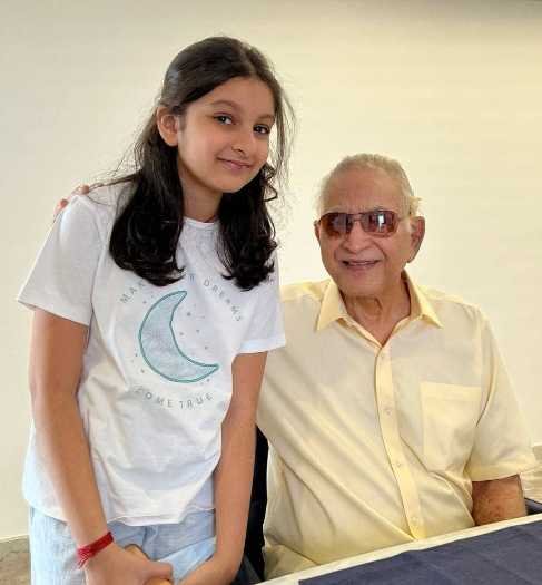 Sitara Ghattamaneni with her Grandfather