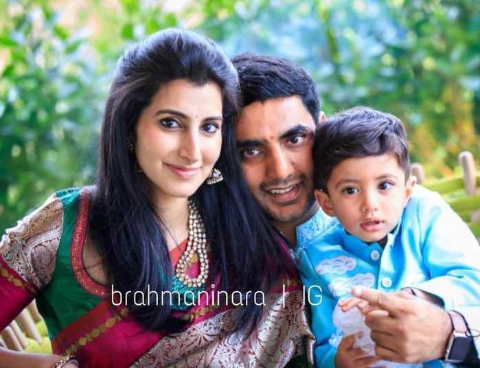 Nara Brahmani with her husband and son