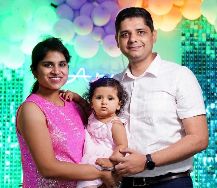 Ashish Sangwan with his wife and daughter